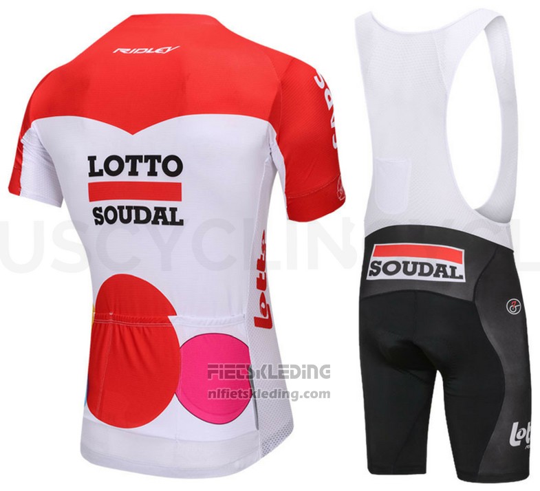 2018 Fietskleding Lotto Soudal Wit en Rood Korte Mouwen en Koersbroek